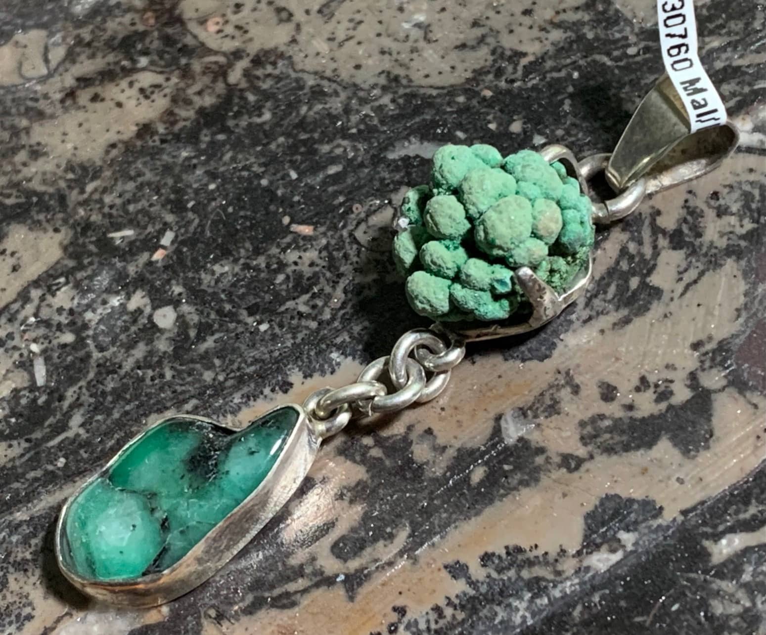 87Rocks Botryoidal Malachite & Emerald Pendant